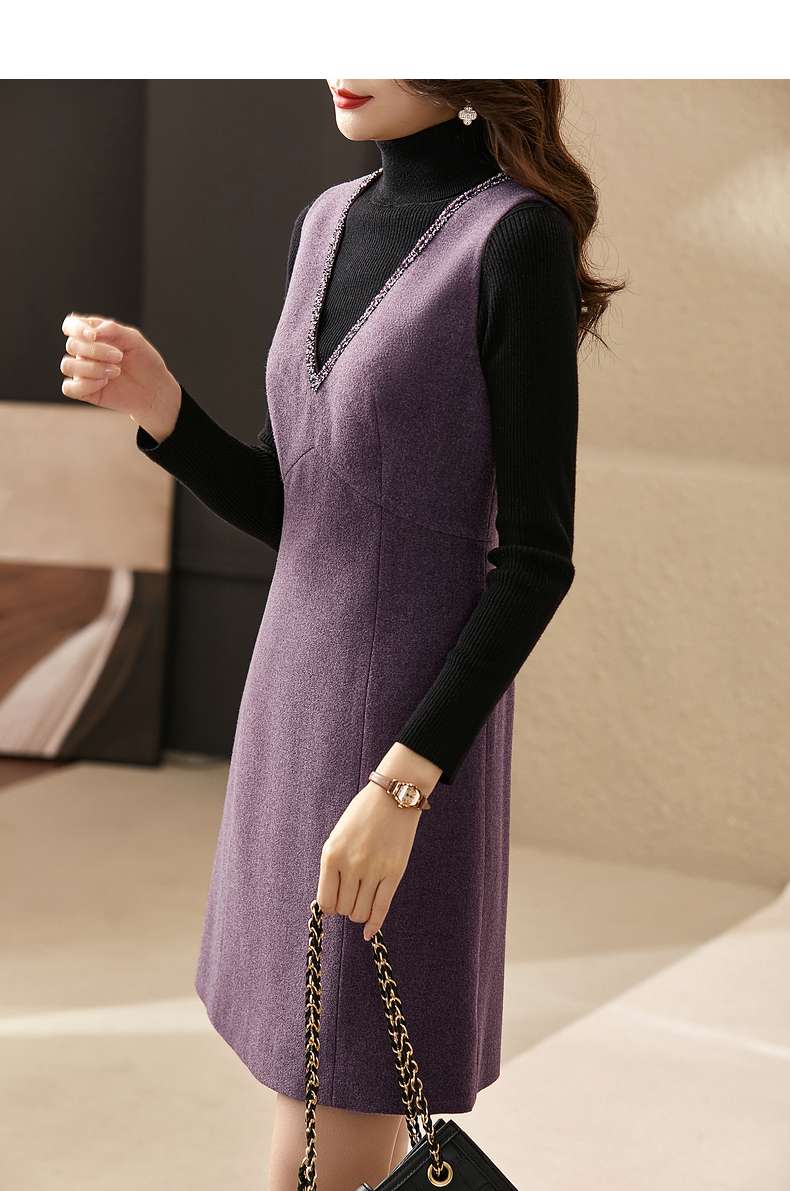 ジャンパー スカート レトロ調 蝶ネック切替 ワンピース