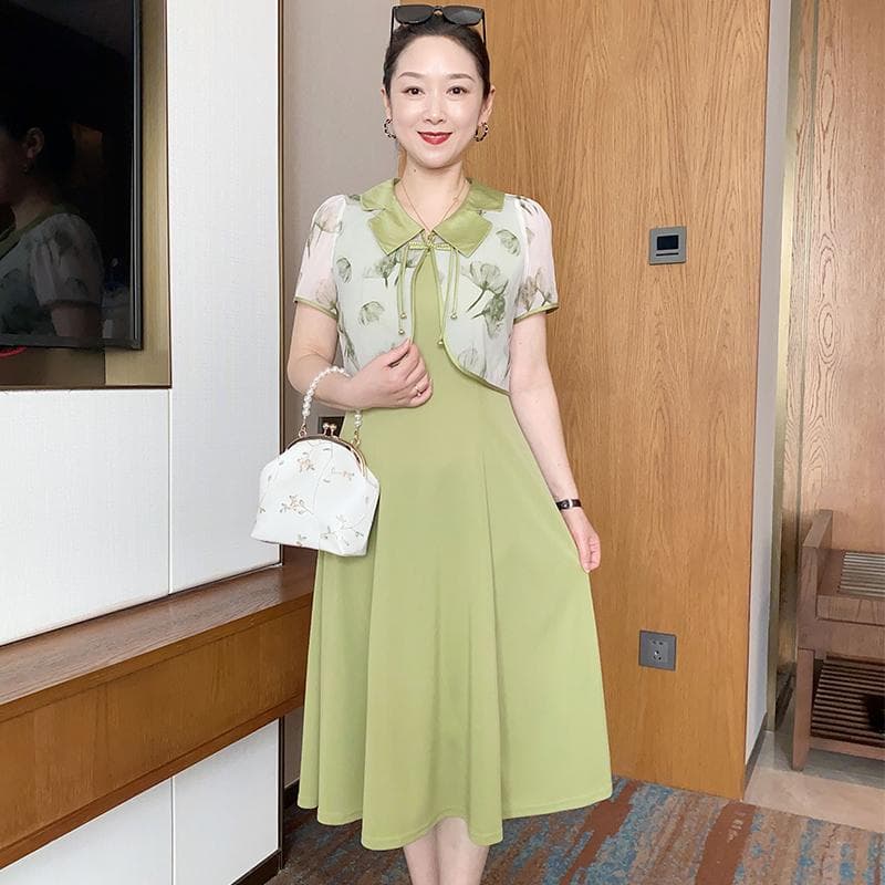 ジャンパー スカート 花柄レイヤード ジャンパースカート