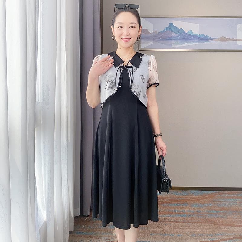 ジャンパー スカート 花柄レイヤード ジャンパースカート