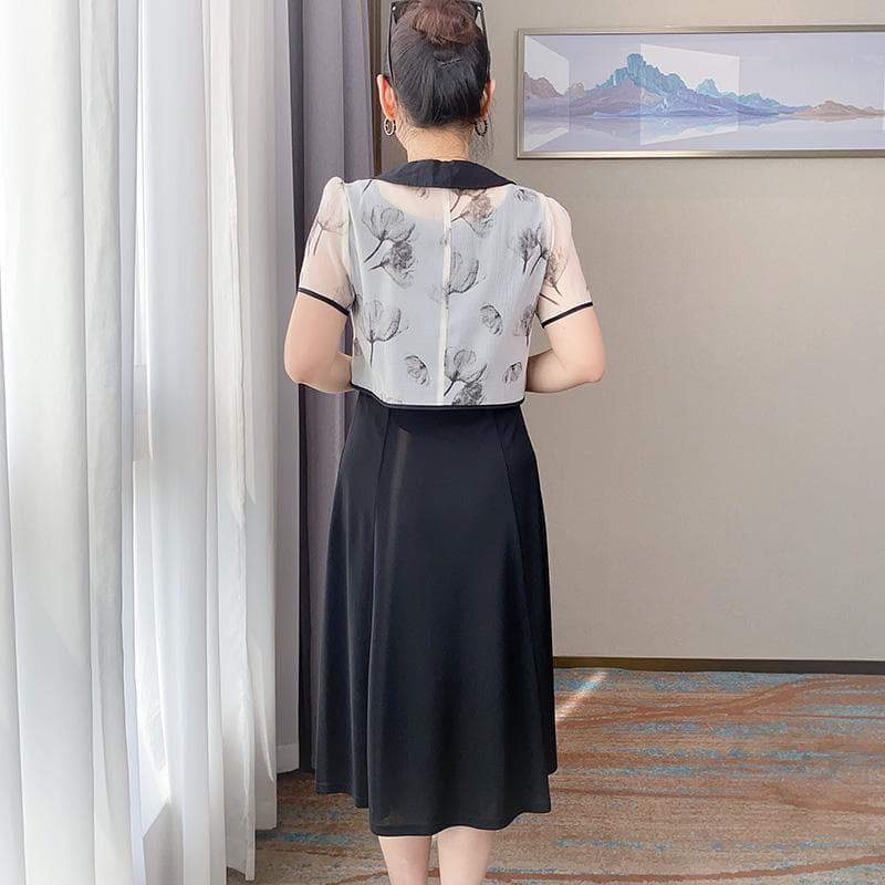 ジャンパー スカート 花柄レイヤード ジャンパースカート